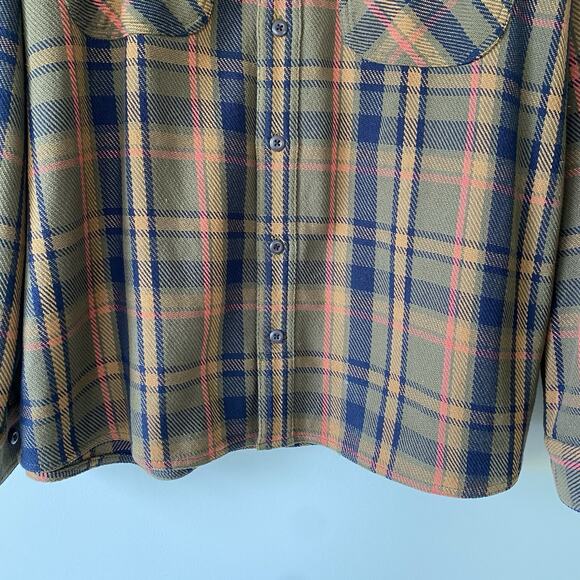 DULUTH Trading Co Plaid Shirt Mens Heavyweight Orange Green Shacket 2XL - Picture 3 of 7